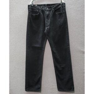 Levi's 505 Men Jeans 36x34 Black Denim Straight Regular Fit Pockets‎ Mid Rise